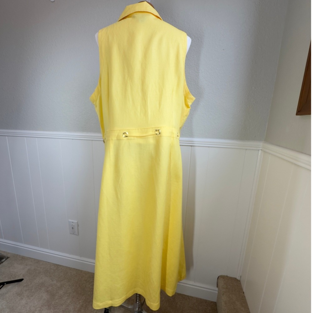 Ashley Stewart Womens Wrap Dress 22W Yellow Linen Blend Sleeveless Midi Sundress - Picture 6 of 16